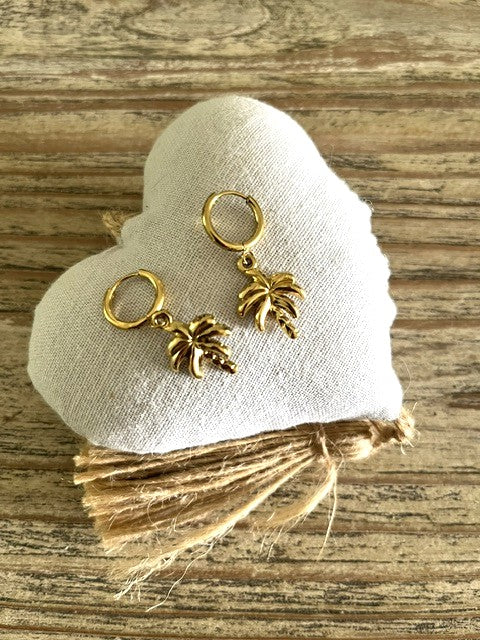 ✨ Boucles d’oreilles Créoles Palmiers – Acier inoxydable