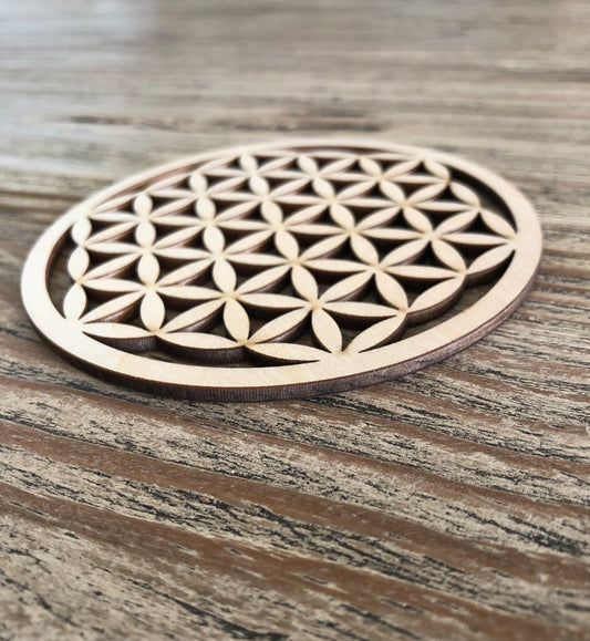 ✨ Plaque en Bois – Fleur de Vie Découpée - 100 mm