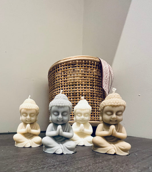 🕯️ Bougie Bouddha méditant - Blanc