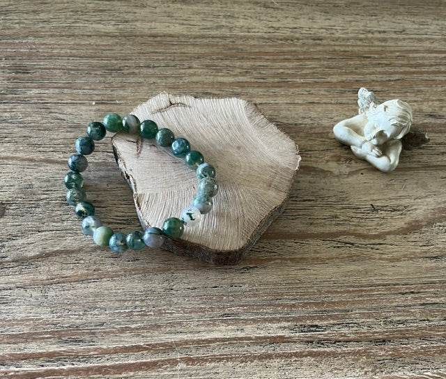 Bracelet Boule 08mm — Agate Mousse AA+