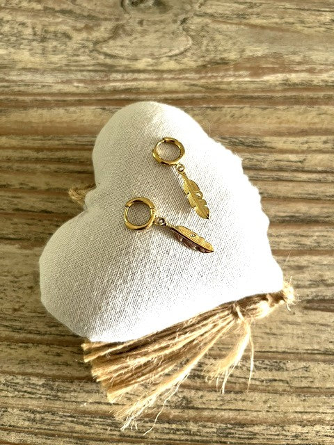 ✨ Boucles d’oreilles Créoles Plume – Or
