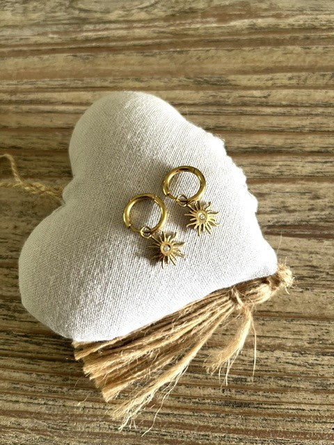 ✨ Boucles d’oreilles Soleil & Pierre de Zirconium