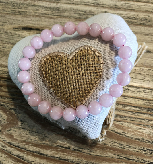 💗 Bracelet en Quartz Rose – Boules 8 mm (Qualité A)