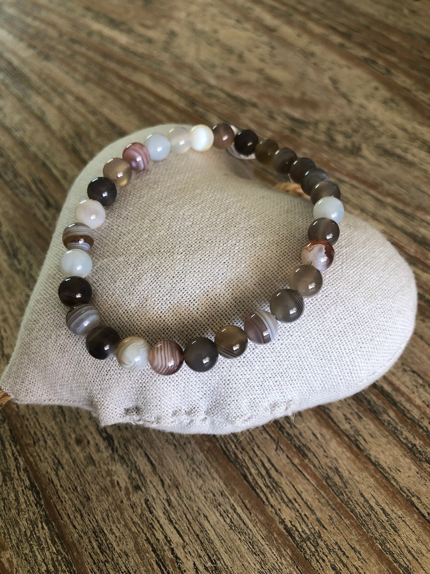 Bracelet boule Agate Botswana - 6 mm A+