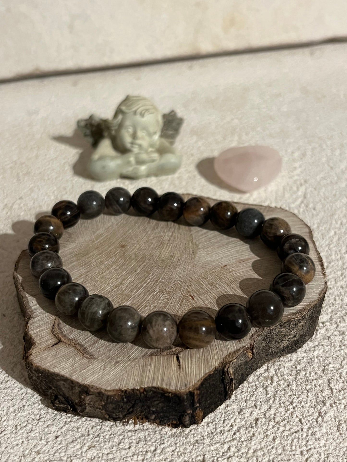 Bracelet Boule 08mm — Pierre de Lune Noire