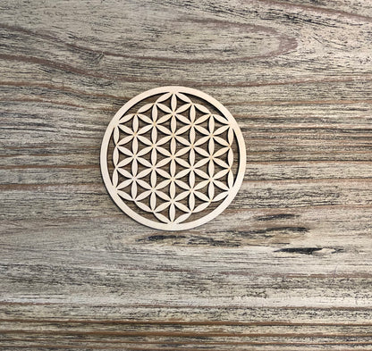 ✨ Plaque en Bois – Fleur de Vie Découpée - 100 mm