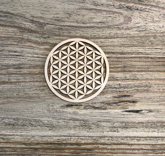 ✨ Plaque en Bois – Fleur de Vie Découpée - 100 mm