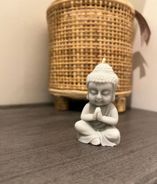 🕯️ Bougie Bouddha méditant - Gris