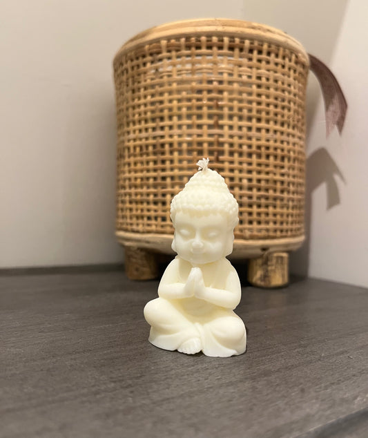 🕯️ Bougie Bouddha méditant - Blanc