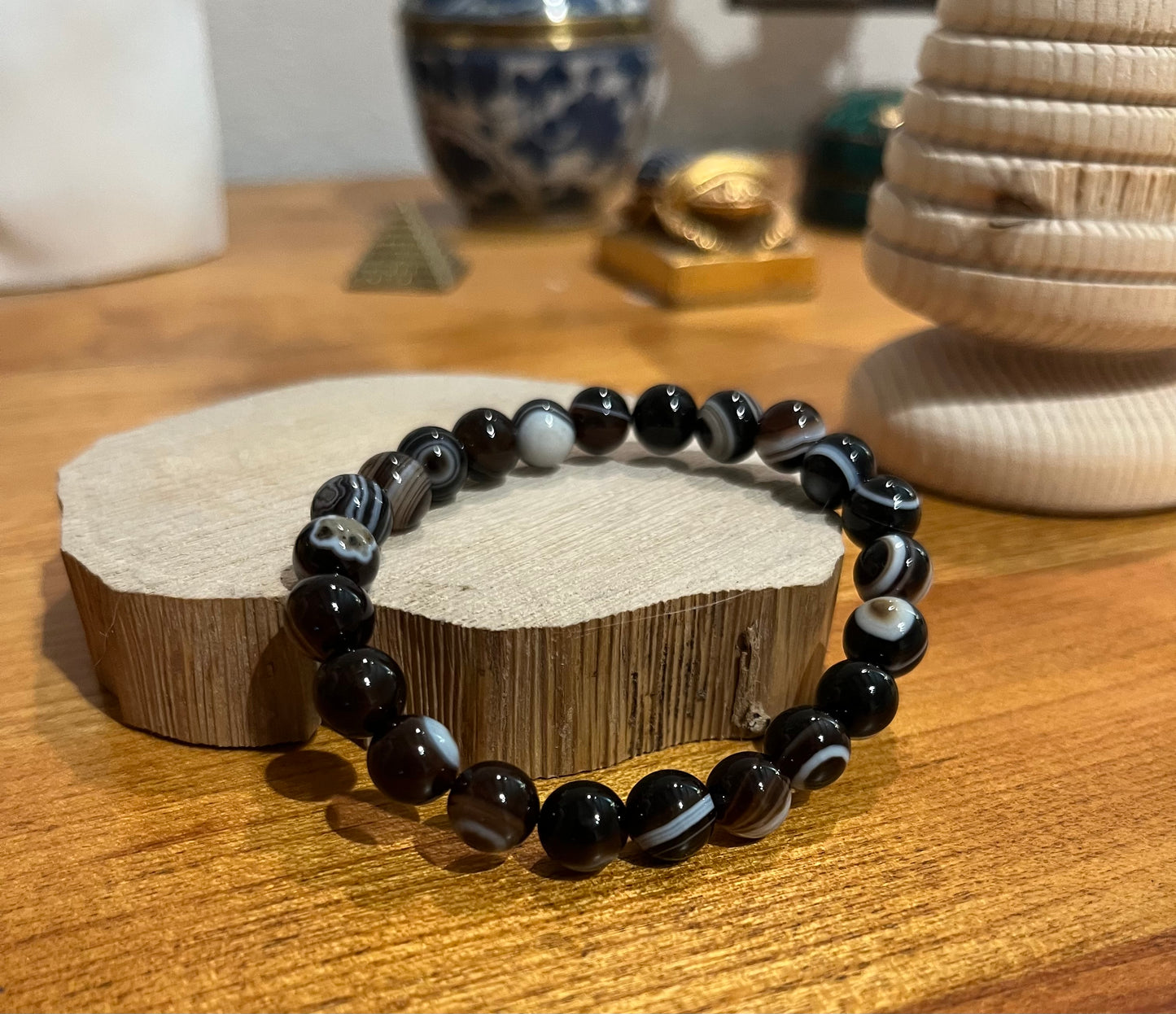 Bracelet Boule 08mm — Agate Œil AAA