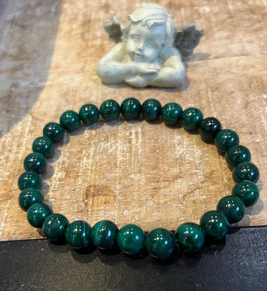 ✨ Bracelet Boules 8mm – Malachite ✨